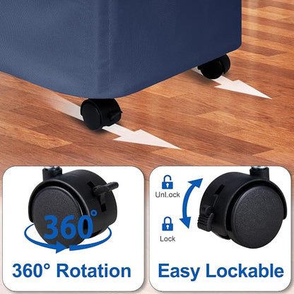 Vincona Slim Laundry Hamper with Lid and Wheels, Small Rolling Laundry Basket with Handle for Small Spaces, Tall Dirty Clothes Hampers for Dorm, Bathroom and Bedroom, 75L, Blue