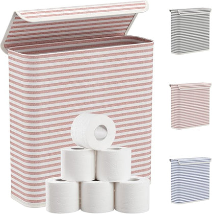 Lifewit 29L Toilet Paper Storage Holder for 12 to 16 Rolls, Foldable Fabric Toilet Paper Basket with Lid, Freestanding Bathroom Tissue Storage and Organization for TP, Towels and Toiletries, Pink