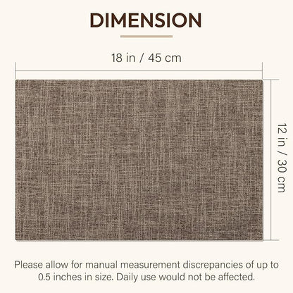 Blue Forest Placemats Set of 4, Dual-Layered Thickened Faux Linen Cloth Place Mats Heat Resistant Machine Washable Wrinkle Free Table Mats Indoor/Outdoor (Burlap)