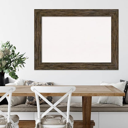 Amanti Art White Cork Board for Wall, 31x43 Vision Board with Brown Wood Frame, Large Corkboard Office Decor for Home Organization, Rustic Farmhouse Corkboard Pinboard to display items for home