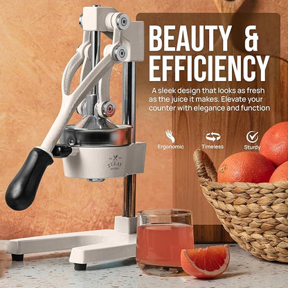 Zulay Kitchen Cast Iron Juicer - Heavy Duty Manual Juicer with Detachable Strainers for Easy Cleaning, Orange Juice Press for Citrus Fruits, Perfect for Bartenders, Juice Lovers & Health Enthusiasts