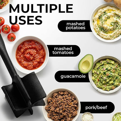 Zulay Kitchen Ground Meat Chopper Tool – 5-Blade Nylon Meat Chopper for Ground Beef, Non-Toxic Food Safe Meat Masher & Breaker, Heat Resistant to 180°C, Dishwasher Safe – Black