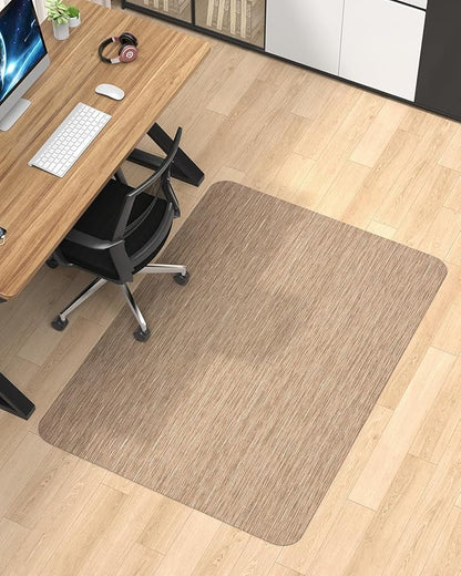 Blvornl Office Chair Mat for Hardwood Floor, 47.2"x60" Desk Computer Chair Mat, Large Anti-Slip Hard Floor Protector, PVC Mat Desk Rug for Office and Home, Red Brown
