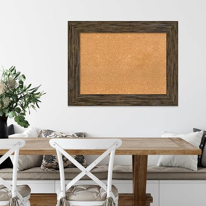 Amanti Art Natural Cork Board for Wall, 27x35 Vision Board with Brown Wood Frame, Medium Corkboard Office Decor for Home Organization, Rustic Farmhouse Corkboard Pinboard to display items for home