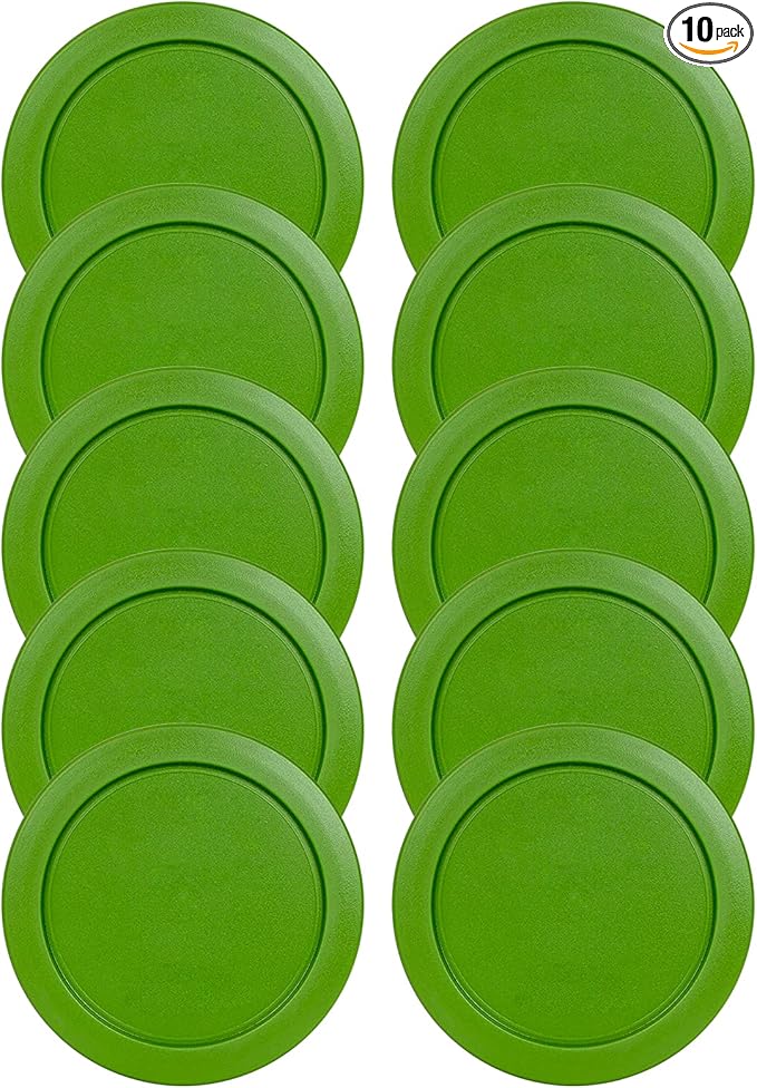 Replacement Lids fits Pyrex 4-Cup Glass Food Storage Container Bowls, 6-Inch Plastic Round Lids Covers for Pyrex 7201-PC, Airtight & Leakproof (10-Pack, Green)