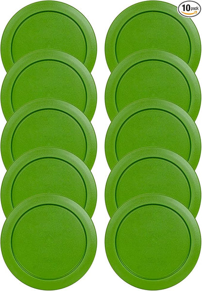 Replacement Lids fits Pyrex 4-Cup Glass Food Storage Container Bowls, 6-Inch Plastic Round Lids Covers for Pyrex 7201-PC, Airtight & Leakproof (10-Pack, Green)