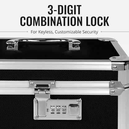 Vaultz Combination Lock Box - Pack of 2-10 x 7.25 x 7.75 Inch Standard Safe with Key and Combo Lock for Important Documents, Medicine & Money - BLACK