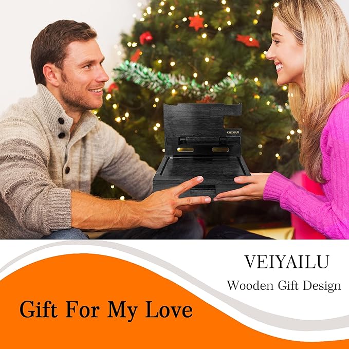 VEIYAILU Gifts for Him Husband Boyfriend Son Men Nightstand Organizer Wood Phone Docking Station Birthday Gifts (Black)