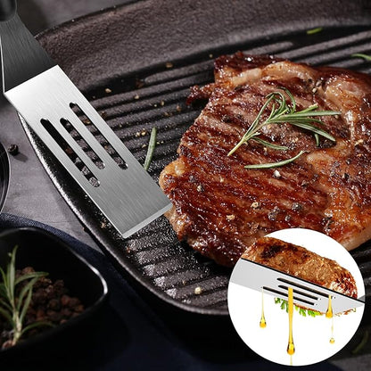 Metal Spatulas for kitchen Use, 2 PCS Professional Serving Spatula with Heat Resistant Handle, Stainless Steel Spatula Ideal for Pancakes, Eggs, Griddle Scraper, BBQ or Desserts