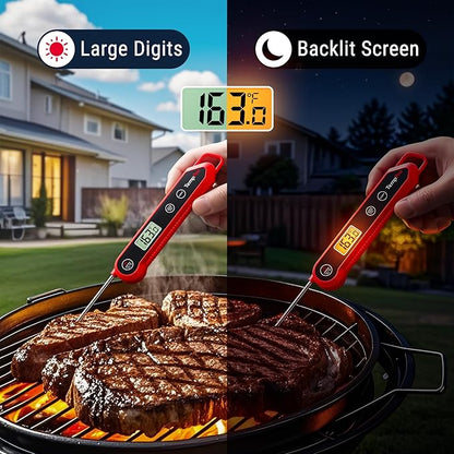 TempPro 1 Second Instant Read Digital Meat Thermometer, ±0.9°F Accuracy, Waterproof & Backlight Food Thermometer for Cooking, Oil Fry Candy Meat Probe for Kitchen, BBQ, Oven, Grill, Smoker