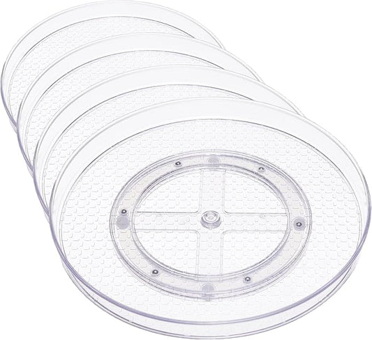 Amazon Basics Clear Lazy Susan Turntable Organizer for Organization, 12-Inch (Pack of 8)