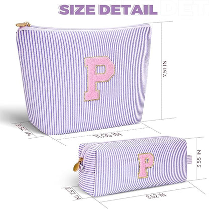 Personalized Makeup Bag for Women Girls - Fashion Cosmetic Bag Trendy Travel Toiletry Bag with Initials Letter - Teen Gifts - Lavender,P