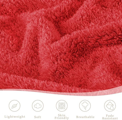 Exclusivo Mezcla Fleece Twin Size Bed Blanket, Ultra Soft, Lightweight and Fuzzy Red Blanket for Women, Home Decor, 60x80 Inches