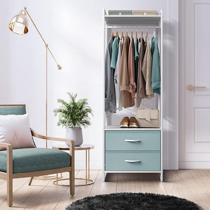 Sorbus Premium Cothing Rack with Drawers - Heavy Duty Wardrobe Closet with Metal Frame & Wooden Top - 70Inch Tall Garment Rack- Lightweight Freestanding Coat Closet - for Hallway, Bedroom