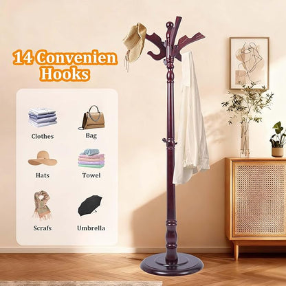 Coat Rack Freestanding Heavy Duty, Coat Hanger Stand Height 71’’ with Hooks, Coat Tree Freestanding Hat Rack Stand for Entrance, Office, Living Room, Bedroom, Corridor