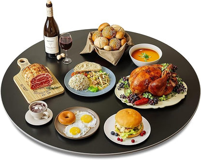27.6" Lazy Susan Turntable – 360° Sinteredstone Silent Anti-Slip Turntable, Table Top Centerpiece for Kitchen, Pantry, Spice Rack, Refrigerator & Dining Table, Black