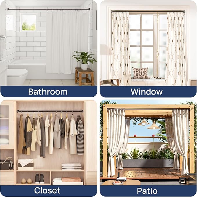 ENJOYBASICS 2 Pack Adjustable Spring Tension Curtain Rods 32 to 54 Inches, Stainless Steel Bronze Shower Rod No Drilling for Window, Bathroom, Closet, Room Divider, 7/8" Diameter