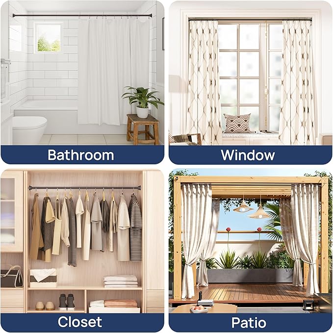ENJOYBASICS 2 Pack Adjustable Spring Tension Curtain Rods 32 to 66 Inches, Stainless Steel Bronze Shower Rod No Drilling for Window, Bathroom, Closet, Room Divider, 7/8" Diameter