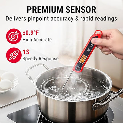 TempPro 1 Second Instant Read Digital Meat Thermometer, ±0.9°F Accuracy, Waterproof & Backlight Food Thermometer for Cooking, Oil Fry Candy Meat Probe for Kitchen, BBQ, Oven, Grill, Smoker