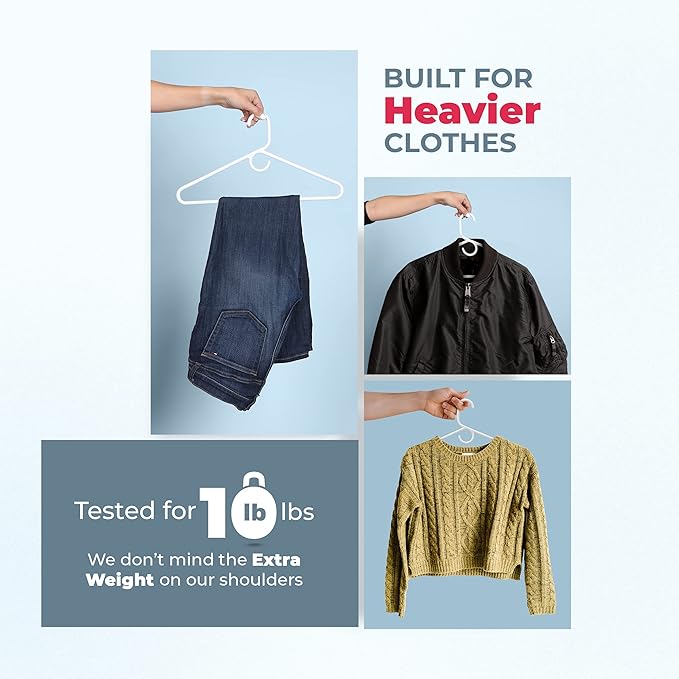 Neaties Heavy Duty Clothes Hangers 18 Pack – Made in The USA – 8lb Capacity Plastic Hangers for Adult Clothing – Durable for Pants, Coats, Jackets, or Jeans – White & Black