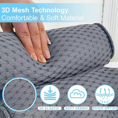 AEROiVi Luxury Bath Pillows for Tub，Bath Pillow Bathtub Pillows for Head and Neck Support Bath Cushion Made from Soft Spacer Mesh Material with Suction Cups,Gray