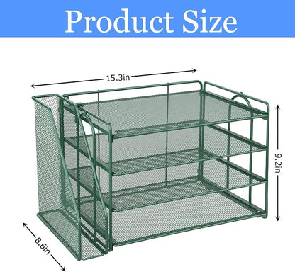 gianotter 4-Tier Paper Organizer With Magazine Holder, Desk Organizers and Accessories, Desk Accessories & Workspace Organizers, File Organizer for Office Supplies Storag (Green, 4-Tier)