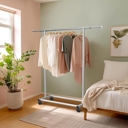 Simple Houseware Standard Rod Garment Rack, Silver