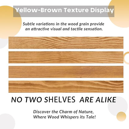 Rustic Floating Shelves 36 inch Long 8 inch deep Set of 2, Solid Wood Wall Shelves for Bedroom Living Room Kitchen,Book Shelf for Wall, Wall Mounted Shelves with Hidden Bracket- Gold Oak