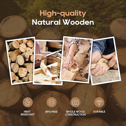 KLYRO 13 Pcs Wooden Cooking Utensil Set with Gift Box – Natural Wooden Spoons for Cooking & Serving, Nonstick Friendly, Perfect Housewarming & Holiday Gift