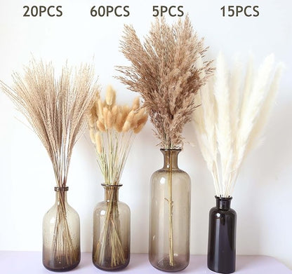 100 Stems Dried Pampas Grass, Boho Table Decor Natural Reed Phragmites Grass, Fluffy Large Pampas Grass, Bunny Tails Flowers Bouquet for Wedding Floral Arrangements Farmhouse Home, Wall Rustic Party