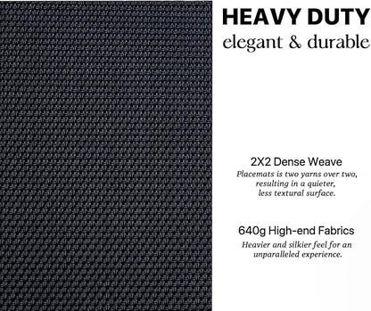LEXMORE Placemats Set of 4 Vinyl/Plastic Woven Place Mats for Kitchen Table Indoor/Outdoor Washable Placemat Wipeable Dining Table Mats(Black)