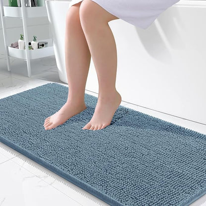 OLANLY Large Bathroom Rugs 50x30, Extra Soft Absorbent Chenille Bath Rugs, Rubber Backing Quick Dry, Machine Washable Bath Mats for Bathroom Floor, Tub and Shower, Home Decor Accessories, Airy Blue