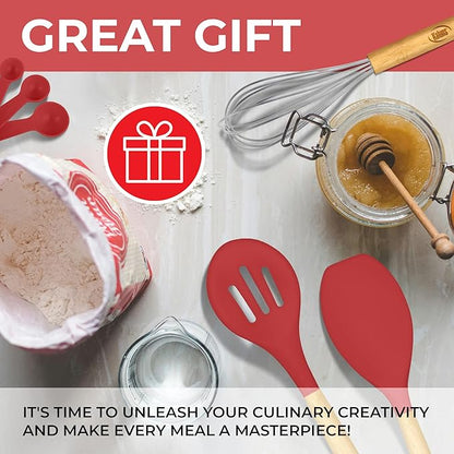 Kitchen Utensils Set, 21 Wood and Silicone Cooking Utensil Set, Non-Stick and Heat Resistant Kitchen Utensil Set, Kitchen Tools