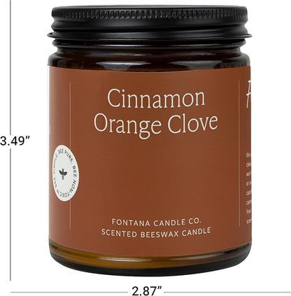 Fontana Candle Co Wood Wick Beeswax Jar Candle, Cinnamon Orange Clove - Made with Coconut Oil & Pure Essential Oils – Clean Burn, Long Lasting and Non-Toxic Candles for Home & Room Decor