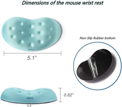 BRILA Ergonomic Memory Foam Mouse Wrist Rest Support Pad Cushion for Computer, Laptop, Office Work, PC Gaming - Massage Holes Design - Wrist Pain Relief (Aquamarine Mouse Wrist Rest)