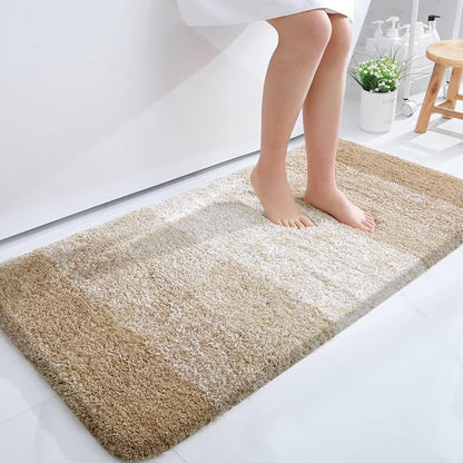 OLANLY Bathroom Runner Rugs Mat 44x24, Extra Soft Absorbent Microfiber Bath Rugs, Rubber Backing, Quick Dry, Washable Long Bath Mats for Bathroom Floor, Tub and Shower, Home Decor Accessories, Tan
