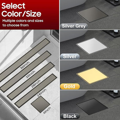 DLONE Square Shower Drain | 6 Inch Gun Gray AISI 304 Stainless Steel Shower Drain with Tile Insert Panel, Shower Floor Drain in Bathroom, Balcony etc