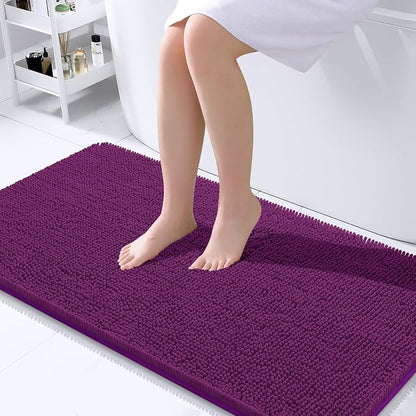 OLANLY Large Bathroom Rugs 40x24, Extra Soft Absorbent Chenille Bath Rugs, Rubber Backing Quick Dry, Machine Washable Bath Mats for Bathroom Floor, Tub and Shower, Home Decor Accessories, Purple