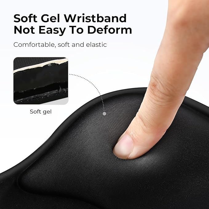 EooCoo Ergonomic Mouse Pad with Gel Wrist Rest Support, Middle Concave Design for Natural Wrist Alignment, Non-Slip Base Mousepad for Laptop, Computer, Office Desk Accessories, Carpal Tunnel Syndrome