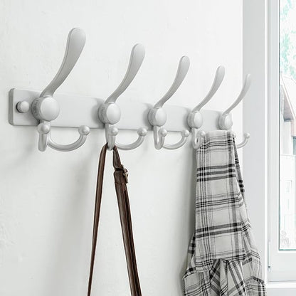 Dseap Coat Rack Wall Mount 2.0 Pro: Heavy Duty 300% Thicker, 16" Stud Mount, Stainless Steel Wall Coat Hooks Hanger for Clothes Jackets Hats Entryway Closet, MaxStrong Series, Silver