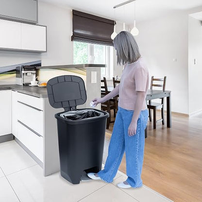 Glad Premium 20 Gallon Trash Can with Clorox Odor Protection | Plastic Kitchen Waste Bin | Hands Free with Stainless Steel Foot Pedal and Garbage Bag Rings, Black