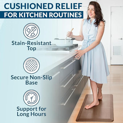 ComfiLife Anti Fatigue Floor Mat – 3/4 Inch Thick Kitchen Mats for Floor, Standing Desk Mat, Kitchen Rug – Comfort at Home, Office – Durable – Stain Resistant – Non-Slip Bottom (20" x 32", Beige)