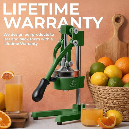 Zulay Kitchen Cast Iron Juicer - Heavy Duty Manual Juicer with Detachable Strainers for Easy Cleaning, Orange Juice Press for Citrus Fruits, Perfect for Bartenders, Juice Lovers & Health Enthusiasts