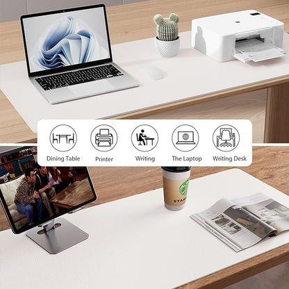 Aothia Leather Desk Pad Protector, Mouse Pad,Office Desk Mat, Non-Slip PU Leather Desk Blotter, Laptop Desk Pad, Waterproof Desk Writing Pad for Office and Home (48"x17", Off-White)