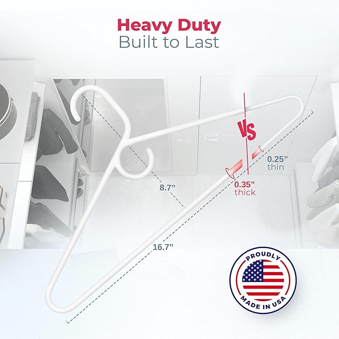 Neaties Heavy Duty Clothes Hangers 100+ Pack (216 Count) – Made in The USA – 8lb Capacity Plastic Hangers for Adult Clothing – Durable for Pants, Coats, Jackets, or Jeans – Mint