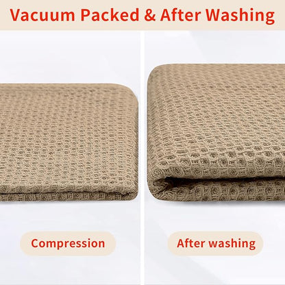 Homaxy 100% Cotton Oversized Waffle Weave Kitchen Dish Towels, Ultra Soft Absorbent Quick Drying Cleaning Towel, 20x28 Inches, 6-Pack, Tan