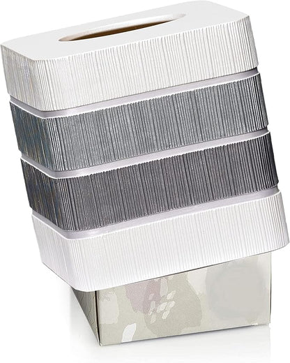 Modern Line Stylish Tissue Box Holder - Modern Classic Luxury Decor with Western Design - Square Tissue Cover for Bathroom, by Zahari Home