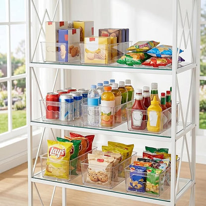 Vtopmart 8pcs Clear Organizers and Storage Bins, Plastic Storage Containers with Handles for Fridge, Freezer, Pantry, Cabinet, Kitchen Organization