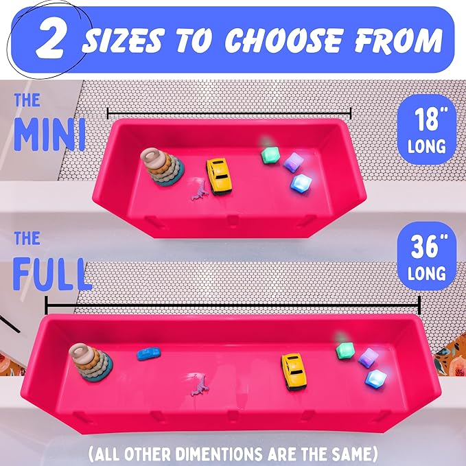 Tub Topper® Mini Bathtub Splash Guard for Kids - Compact Bath Splash Guard & Tub Play Shelf - Easy to Remove, Store & Clean - Patented Lip Design, Non-Silicone, BPA-Free, Made in USA (Pink)