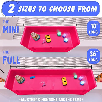 Tub Topper® Mini Bathtub Splash Guard for Kids - Compact Bath Splash Guard & Tub Play Shelf - Easy to Remove, Store & Clean - Patented Lip Design, Non-Silicone, BPA-Free, Made in USA (Pink)